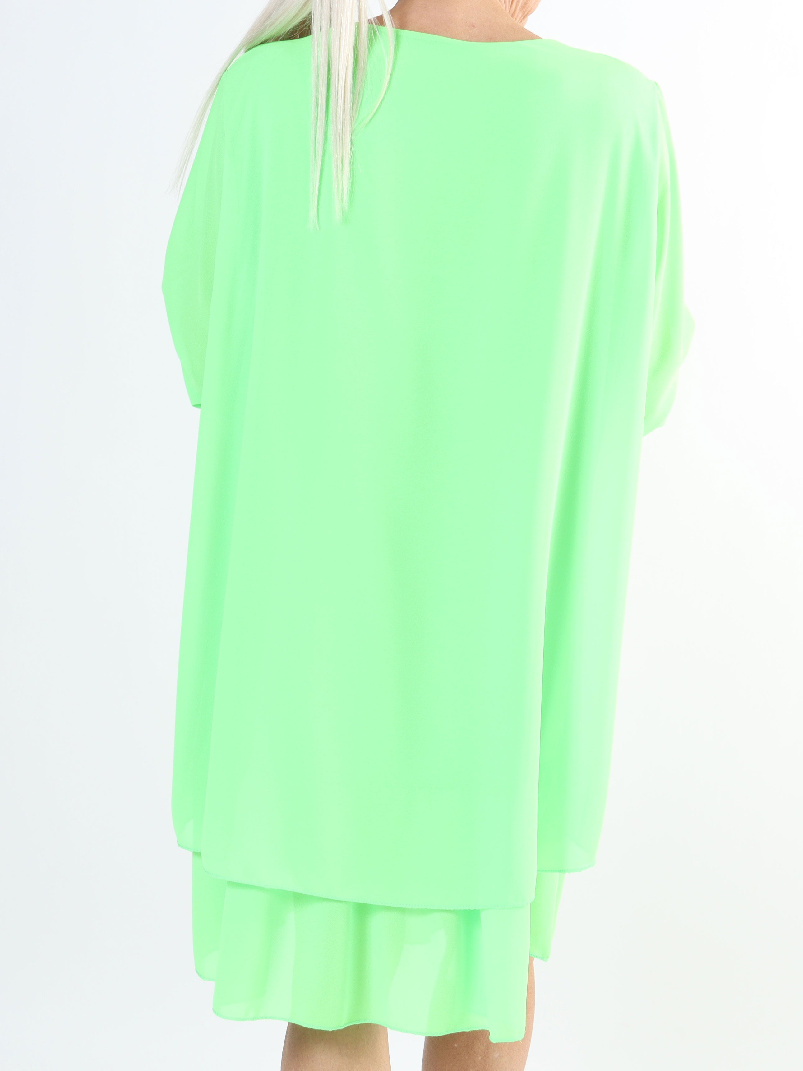 Jill - Chiffon tunikakjole med viskose underkjole